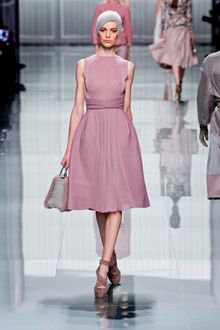 Dior Fall 2012 Sleeveless Cocktail Dress in Dusty Pink with Cinched Waist and Single Pleated Front  - Lyst