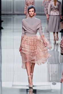 Dior Fall 2012 Diaphanous Knee-Length See-Through Pink Skirt - Lyst