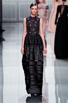 Dior Fall 2012 Sleeveless Black Gown with Rich Stone Appliqued Bodice and See -Through Pleated Long Skirt  - Lyst