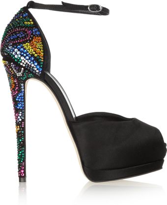 Giuseppe Zanotti Swarovski Crystal-embellished Satin Pumps - Lyst