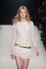 Isabel Marant Fall 2012 Multilayered White Laced-Hem Mini Skirt with Fringe