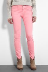 J Brand Neon Pink Mid Rise Skinny Jeans