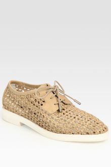 Jil Sander Navy Woven Leather Lace-up Oxfords - Lyst