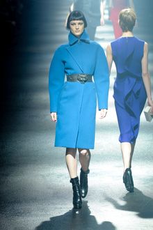 Lanvin Fall 2012 Long Blue Trenchcoat with Rounded Shoulders and  Zipped Front Pockets - Lyst