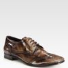 Prada Spazz Wingtip Laceups in Brown for Men - Lyst