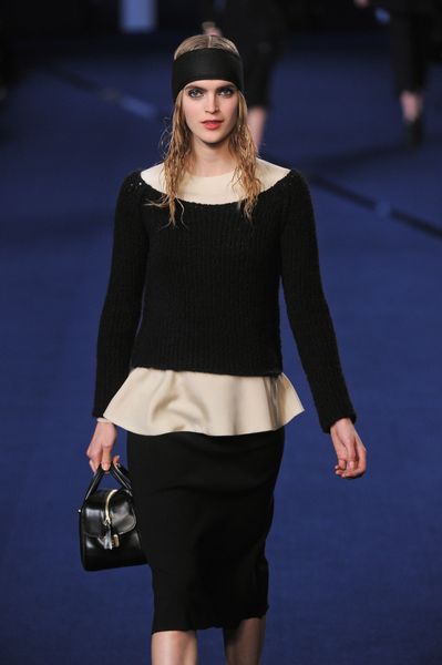 Sonia Rykiel Fall 2012 Long Sleeve Satin Peplum Top in Cream Peach in Pink - Lyst