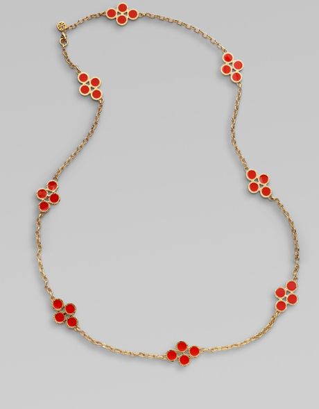 Tory Burch Clover Necklace in Silver (habanero) - Lyst