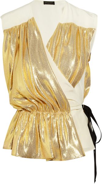 Vionnet Silk-blend Lamé And Silk-Crepe Wrap Top - Lyst