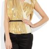 Vionnet Silkblend Lamé And SilkCrepe Wrap Top in Gold - Lyst