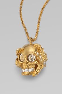 Alexander McQueen Swarovski Crystal Accented Skull Barnacle Pendant Necklace - Lyst