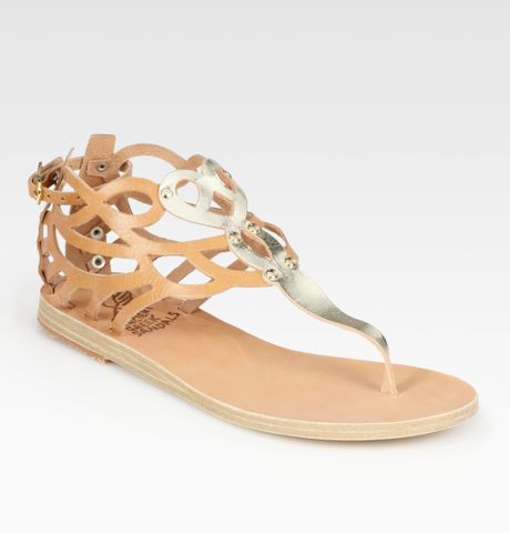 Ancient Greek Sandals Medea Leather Metallic Leather Thong Sandals in ...