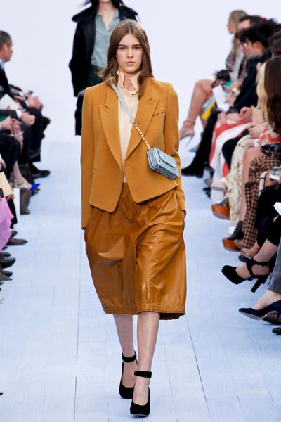 Chloé Fall 2012 Baggy Leather Midi Skirt in Brown - Lyst