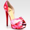 Christian Louboutin Floralprint Peep Toe Platform Pumps in Pink - Lyst