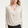 Classiques Entier Faux Wrap Silk Blouse in Gray (grey feather) - Lyst
