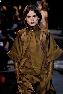 Givenchy Fall 2012 Kimono Sleeve Tie Neck Sheer Top with Printed Camisole - Lyst