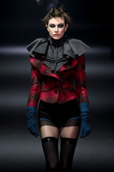 John Galliano Fall 2012 Black Ruffled Close Neck Cape in Black - Lyst