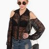 Nasty Gal Cutout Lace Blouse  Black in Black - Lyst
