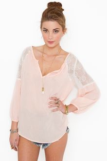 Nasty Gal Jardin Lace Blouse - Blush - Lyst