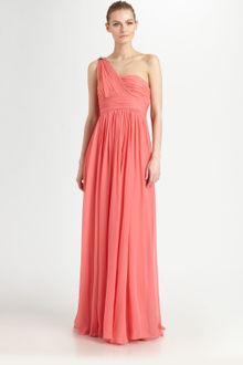 Notte By Marchesa Asymmetrical Silk Gown - Lyst