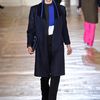 Stella Mccartney Fall 2012 Long Blue Coat with Striped Bomber Collar and Oversized Lapels in Blue - Lyst