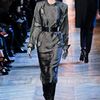 Yves Saint Laurent Fall 2012 Gray Textured Midi Dress With Wide Shoulders in Gray - Lyst