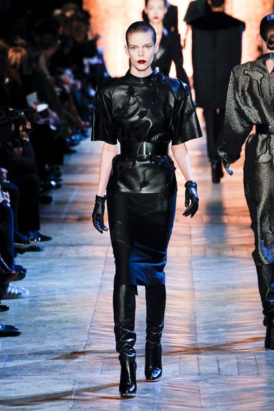 Yves Saint Laurent Fall 2012 Black Knee Length Leather Boots in Black - Lyst