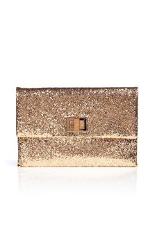 Anya Hindmarch Gold Glitter Valorie Clutch - Lyst