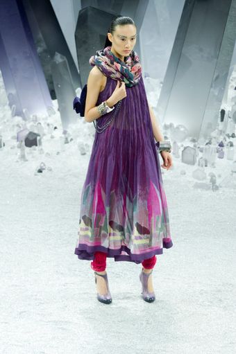  Fall 2012 Sheer Plisse Rock Formation Midi Dress 