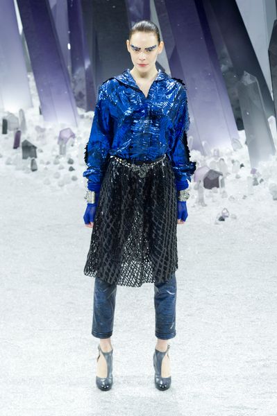 Chanel Fall 2012 Metallic Crystal Shard Blouse  in Blue - Lyst