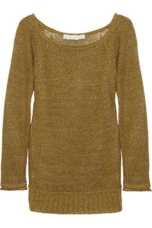 Donna Karan New York Metallic-Weave Open-Knit Linen-Blend Sweater - Lyst