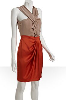 Gucci Persimmon and Warm Sand Silk Backless Drape Front Dress - Lyst