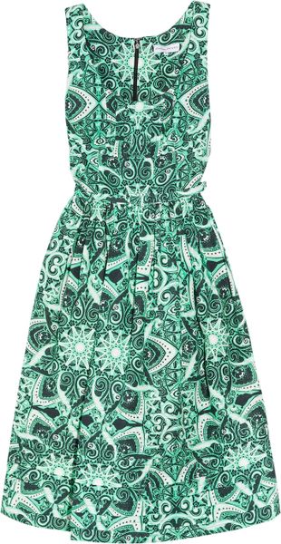 Jonathan Saunders Yvie Printed Cottonblend Twill Dress in Green (mint) - Lyst