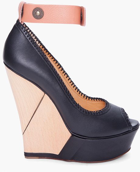 Lanvin Simple Puzzle Wedges in Black - Lyst