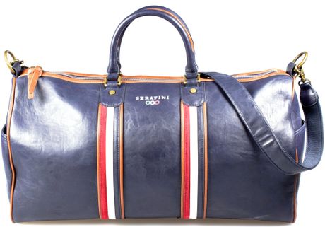 Serafini Tennis Bag Blue Letaher France in Blue for Men - Lyst