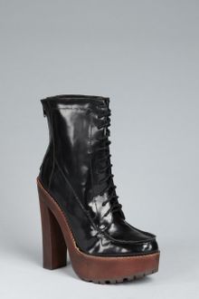 Betsey Johnson Black Leather Stacked Heel Caylin Boots - Lyst