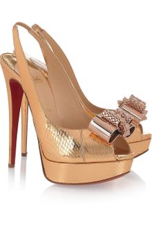 Christian Louboutin Metal Nodo 150 Watersnake Slingbacks - Lyst