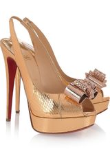 Christian Louboutin Metal Nodo 150 Watersnake Slingbacks