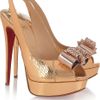 Christian Louboutin Metal Nodo 150 Watersnake Slingbacks in Brown (gold) - Lyst