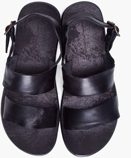 Diesel Black Gold Craze Leather Sandals in Black for Men | Lyst