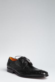 Mezlan Black Ostrich Tapered Square Toe Derbies - Lyst