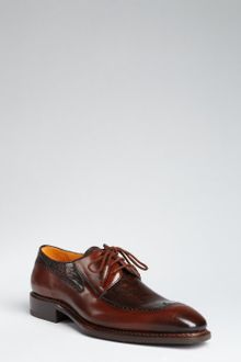 Mezlan Brown Leather and Ostrich Tasca Wingtip Derbies - Lyst