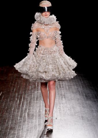 Alexander McQueen Fall 2012  Sheer Layered Fan Appliquè Ra-Ra Skirt - Lyst