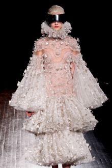 Alexander McQueen Fall 2012 Multilayered Dress with Trumpet Sleeves and Fan Applique Detail  - Lyst