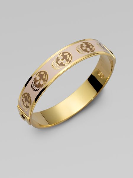 Alexander Mcqueen Small Skull Cuff in Gold (lightpink) - Lyst