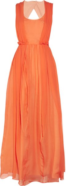 Carven Cutout Hammered-silk Dress - Lyst