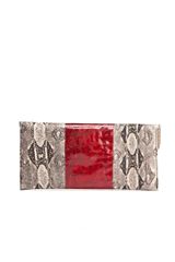 Edition01 Red Croc Stripe Snakeskin Envelope Clutch