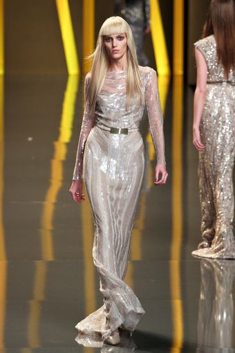 Elie Saab Fall 2012 Sheer Layered Paillette Embroidered Gown  - Lyst