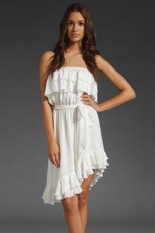 Haute Hippie Strapless Ruffle Dress with Self Belt - Lyst