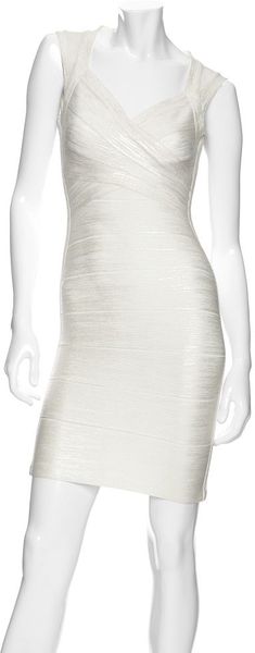 Hervé Léger Exclusive Neck Strap Bandage Dress: White - Lyst