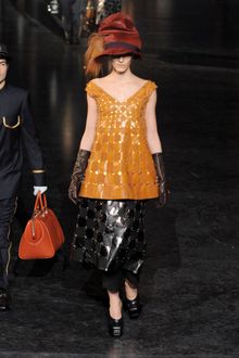 Louis Vuitton Fall 2012 Black Kangaroo Leather Patchwork Mid-Length Skirt - Lyst